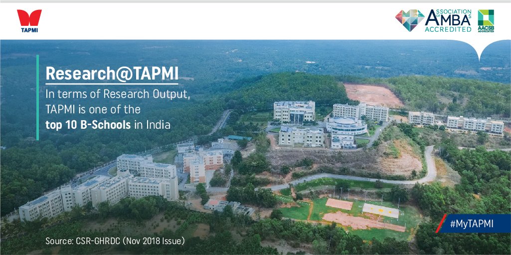 A survey conducted by CSR-GHRDC in 2018 concluded that TAPMI is one among the top 10 management institutes in India with respect to research output.
#MyTAPMI #TAPMIResearch #AcademicResearch #BschoolRanking