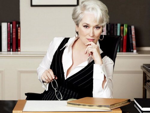 Meryl Streep transformed into a totally different and together GORGEOUS beast as Miranda Priestly.