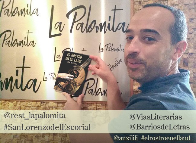 El rostro en el laúd de <a href="/auxilili/">M.A. Álvarez</a> en el ?Restaurante La Palomita? <a href="/rest_lapalomita/">La Palomita</a> en #SanLorenzodelEscorial. ¡Un lugar donde gastronomía y literatura van de la mano! Gracias a ViasLiterarias de <a href="/BarriosdeLetras/">BarriosdLetras</a>.#elrostroenellaud