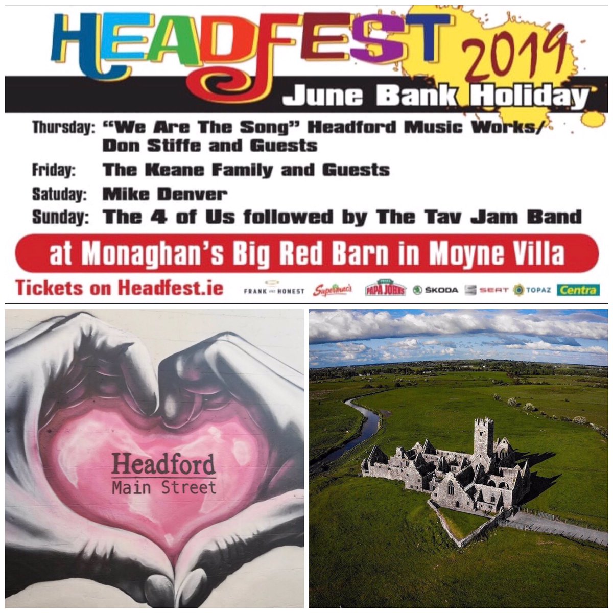 Burkesbus's tweet image. This weekend why not visit Headford? #Headfest2019

Full bus service timetable: Burkesbus.com

Next up is Mike Denver tonight, and it's going to be a good one! 🎫🎤

In your downtime go see the stunning Ross Errilly Friary. #headford #mikedenver #galway #mayo