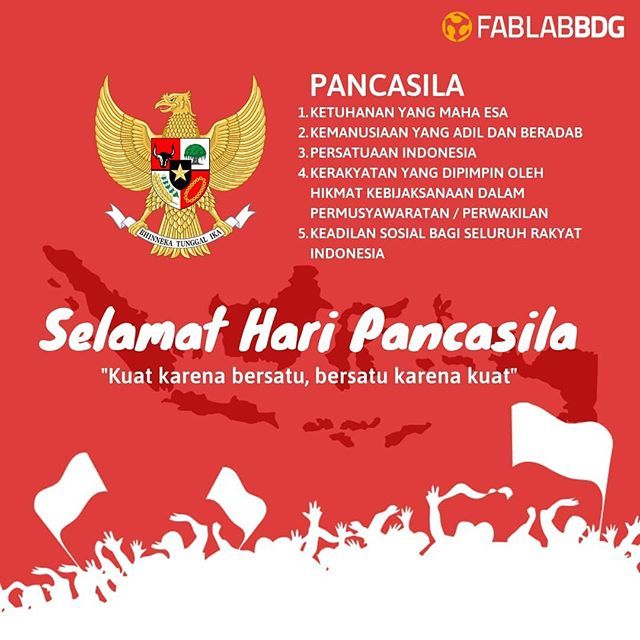 fablabbdg's tweet photo. Indonesia Merdeka! Indonesia Bersatu!

Hai guys…. Gimana kabar kalian hari ini? Baik-baik aja kan. Kalian tahu hari ini hari apa? Yap. Sekarang adalah hari kelahiran Pancasila. Pancasila adalah ideologi dan dasar negara kita Indonesia. .

Memperingat… https://t.co/8peZ9vk4GF https://t.co/9EVVxpB3cr