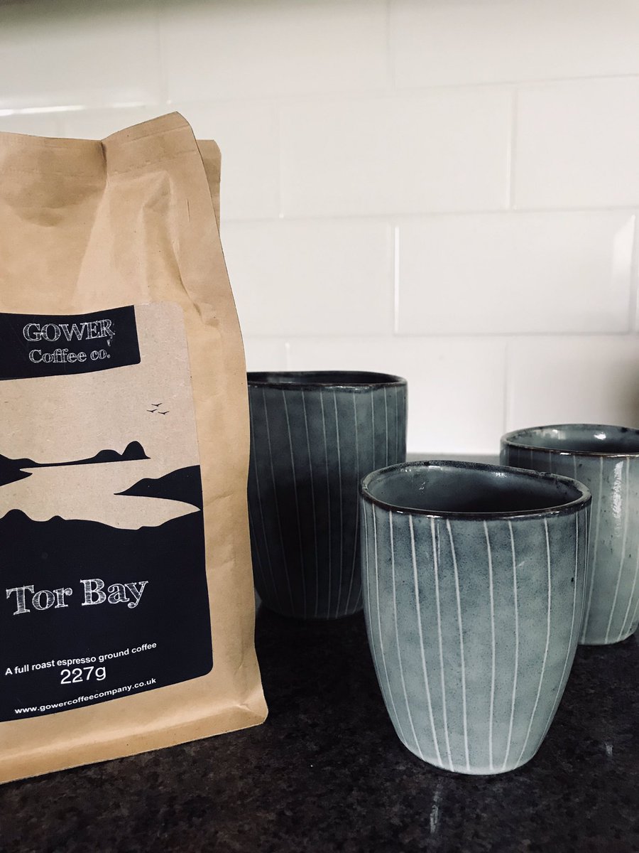 Morning #coffee with my favourites @gowercoffeeco These gorgys handmade cups from @peastyle are available @TheWorkShop5b #dinaspowys this weekend along with some lovely #homeware 🏷