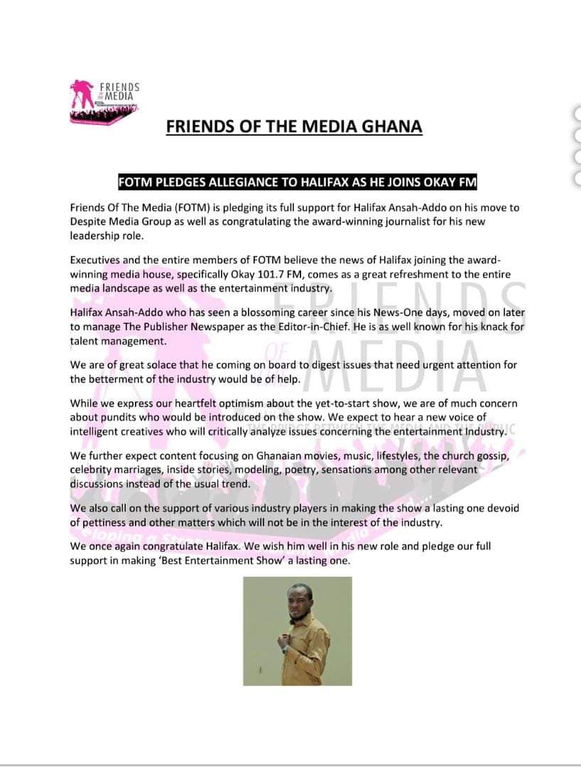 <a href="/HalifaxAnsahAdd/">Halifax Ansah-Addo</a> Ayeekoo on your appointment at <a href="/Okay1017fm/">OKAY 101.7 FM</a> #fotmgh