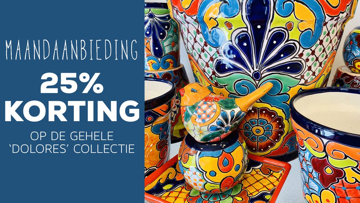 In juni krijg je 25% korting op de gehele collectie Dolores keramiek uit Mexico!

#Wereldwinkel #Groningen #fairtrade #Mexico #Dolores #keramiek #maandaanbieding #handmade #korting