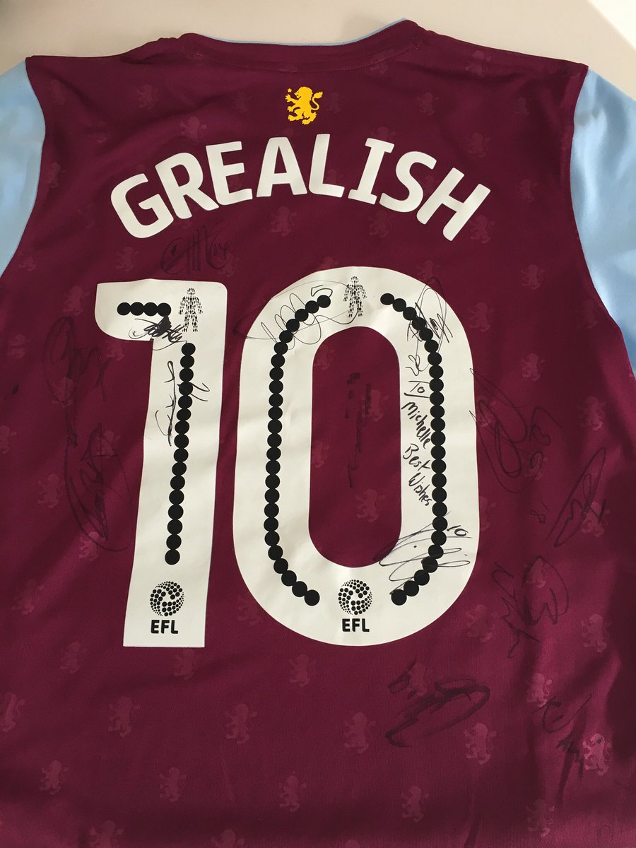 Shellers38's tweet photo. My Lucky signed Jack grealish  shirt wore this for every game when Jack came back from his injury ! What a run we went on 😍@JackGrealish1 
Still can’t believe we are premier league #avfc #utv #PartOfThePride #vtid https://t.co/0LrnD5iZQ1