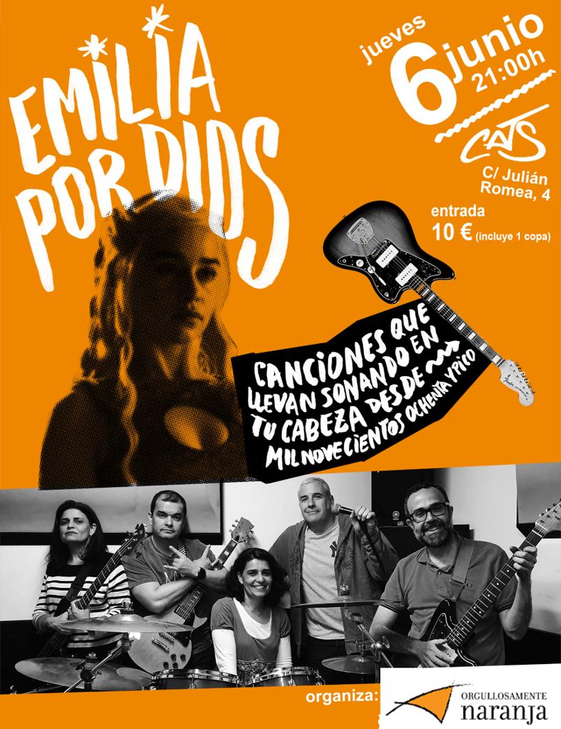 AsociacionON's tweet photo. Recuerda... @AsociaciónON 🍊organiza este jueves, 6 de junio, un concierto ON👍🏻 en la Sala Cats 😺, a las 21:00 horas, donde tocarán nuestros compañeros del grupo “Emília, por Dios”. Nos vemos 🙋🏻‍♂️🙋🏻‍ https://t.co/rWgsKeSunf