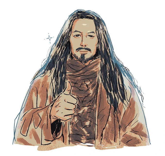 リーダーも描いておくか・・・と思ったのにいつの間にか閻魔を描いていた。 #神と共に 