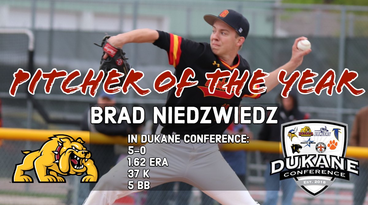 BataviaBaseball's tweet photo. Congrats to our two All-Dukane Conference selections Cole Nelson and Brad Niedzwiedz. Brad also wins Pitcher of the Year in the Dukane! https://t.co/yGEJk82xif