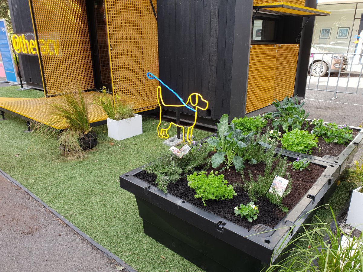 Biofilta's tweet photo. Teaming up with @theracv to show how a #TinyHome can have BIG sustainability outcomes. #Foodcube growing herbs right where they are needed. All part of #MKW19. Come see how its done! https://t.co/MNrMGSNxfn