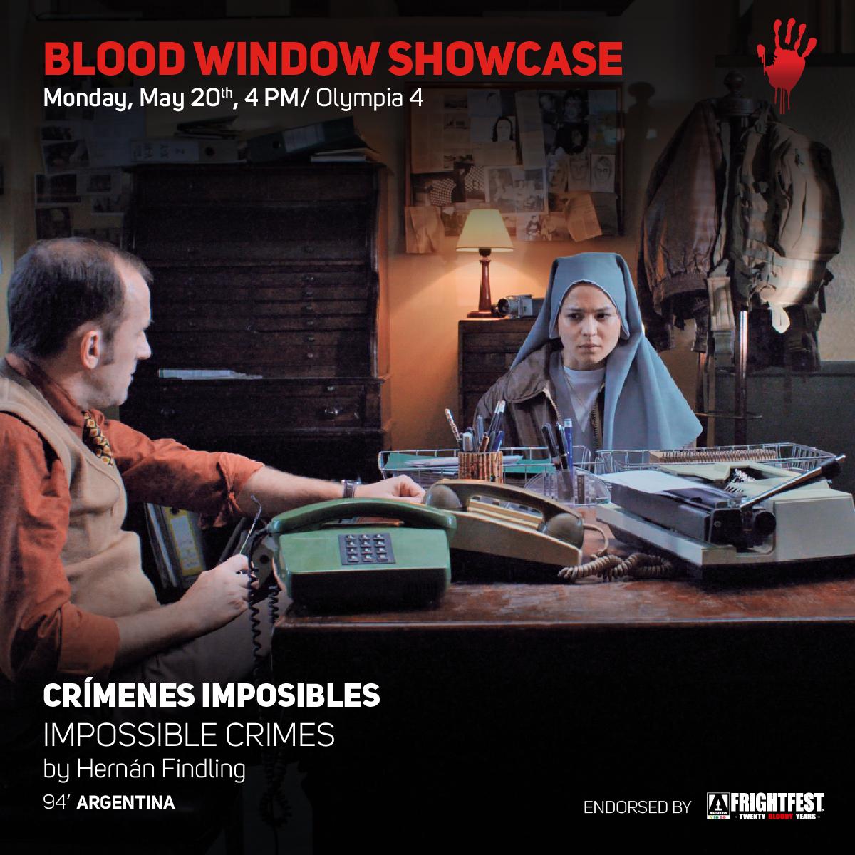 Último showcase de <a href="/Blood_Window/">BloodWindow</a> de #CrímenesImposibles, presentado por <a href="/FrightFest/">FrightFest</a> .<a href="/alanfrightfest/">Alan Jones</a> <a href="/findlinghernan/">Hernan Findling</a> #Cannes2019 
Lorenzo Brandoni, un experimentado detective, está investigando una serie de delitos imposibles de resolver. Pero nada parece tener sentido lógico...