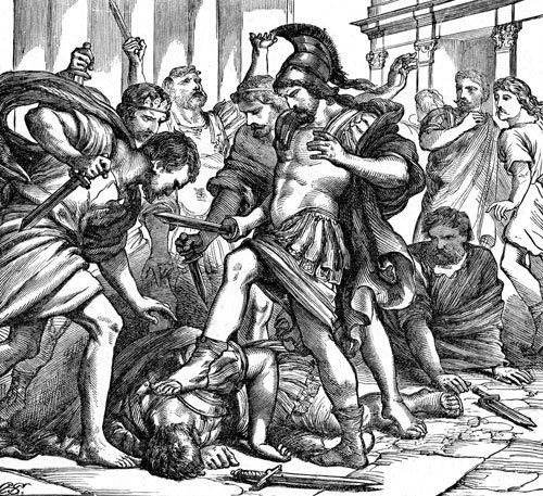 Греция наказание за измену конем. Гибель Тиберия Гракха картина. Сулла проскрипции. Гибель Тиберия Гракха рисунок