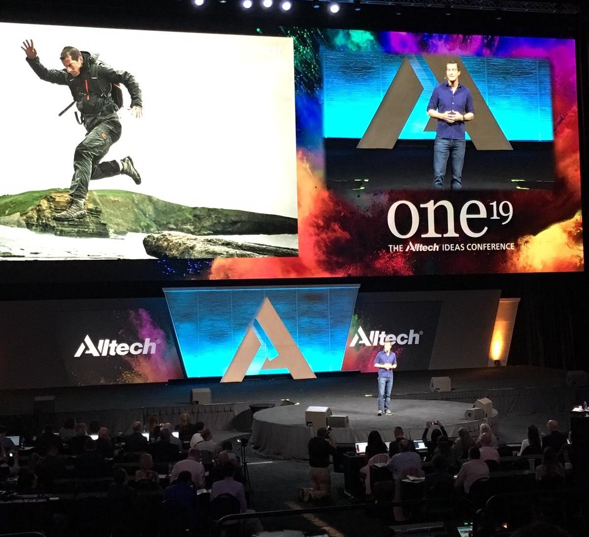 AlltechSpain's tweet photo. "El primer fracaso fue clave para conseguir mis metas. Haced de los fracasos los peldaños necesarios para alcanzar vuestros sueños" @BearGrylls en #ONE19 de @AlltechSpain 💪 https://t.co/45wcG31QRW