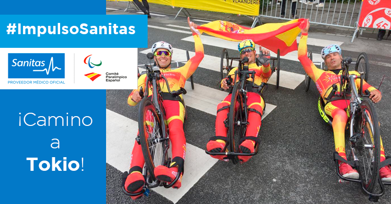 ¡Enhorabuena al equipo de Ciclismo Paralímpico por esas 10 medallas en la segunda prueba de la Copa del Mundo en Ostende (Bélgica)! 😀👏💪 ¡Rozando Tokio2020 con mucho #ImpulsoSanitas! 
🥇🥇🥇🥇🥇
🥈🥈
🥉🥉🥉
<a href="/Paralimpicos/">Comité Paralímpico Español</a> #TeamESPCiclismo 🇪🇸