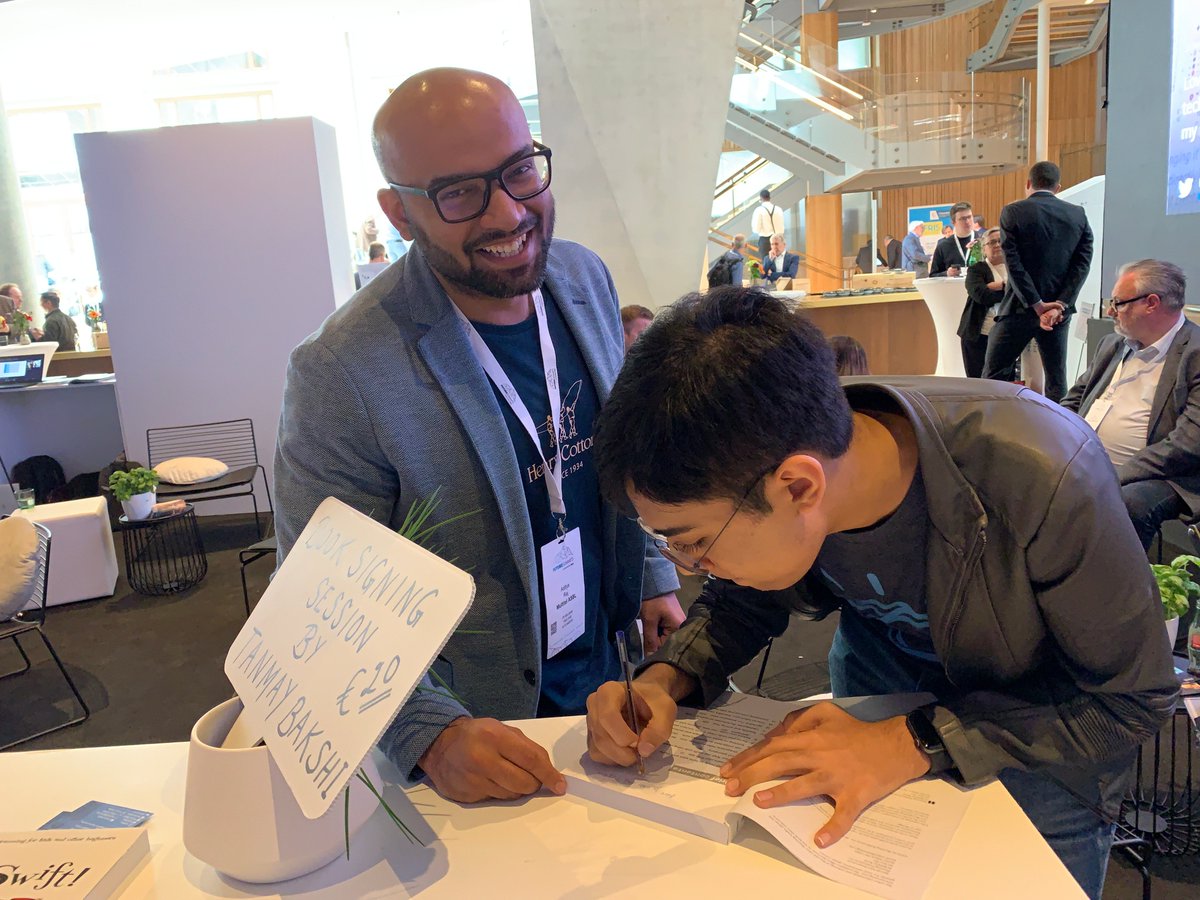 TajyMany's tweet photo. Experience of a lifetime! Had my first two book signing events for @ManningBooks' #HelloSwift at #FutureSummits by @imec_int in Belgium, and at @EVRY_ASA's #EVRYInsight in Norway. Thanks to everyone and the amazing #students from @OsloMet @UniOslo! https://t.co/3tgoL91BIE