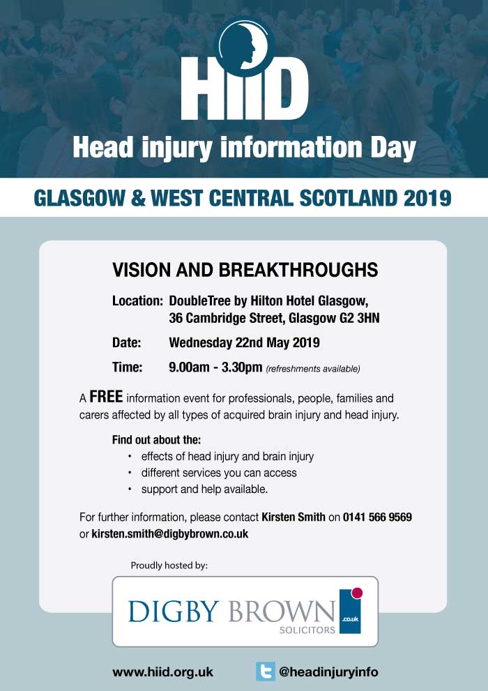 Our FREE Head Injury Information Day is back in #Glasgow this Wednesday - see full programme online at ow.ly/JTFZ50uj3wx <a href="/headinjuryinfo/">Head Injury Information Directory</a>  #GlasgowHiiD