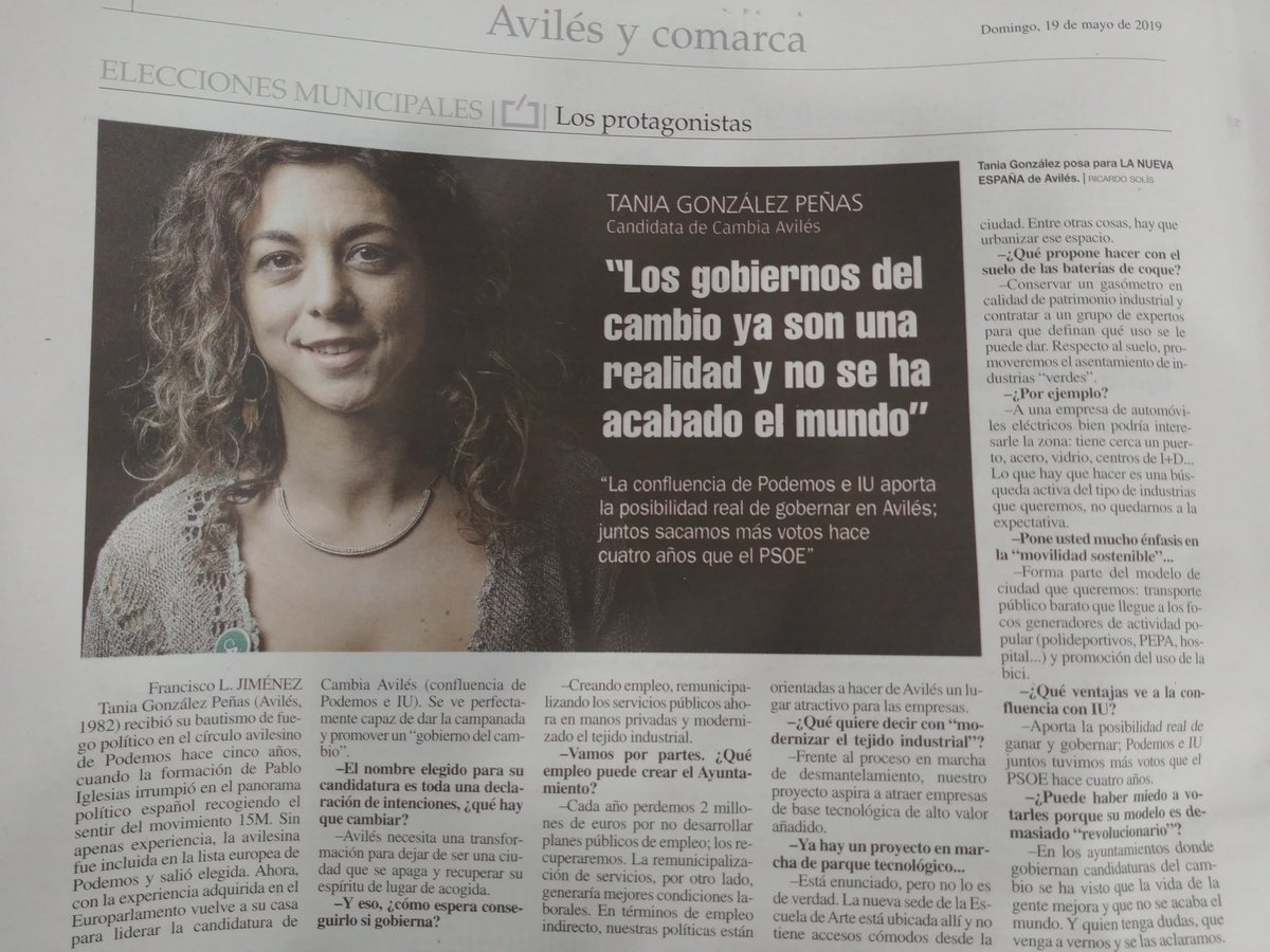 Cambia Aviles (@cambiaaviles) on Twitter photo 📰Los gobiernos del cambio ya son una realidad y están demostrando que sus políticas mejoran la vida de la gente. Avilés está cada vez más cerca de construir un futuro mejor! Entrevista a <a href="/TaniaGonzalezPs/">Tania Peñas</a> en <a href="/lanuevaespana/">La Nueva España</a> #CambiaAvilés #Futuro #TaniaAlcaldesa 📰Los gobiernos del cambio ya son una realidad y están demostrando que sus políticas mejoran la vida de la gente. Avilés está cada vez más cerca de construir un futuro mejor! Entrevista a <a href="/TaniaGonzalezPs/">Tania Peñas</a> en <a href="/lanuevaespana/">La Nueva España</a> #CambiaAvilés #Futuro #TaniaAlcaldesa