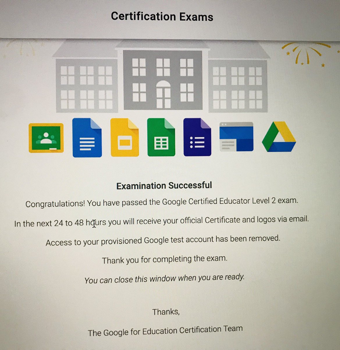 nicloutim's tweet photo. A Monday public holiday finally gave me some free time to complete my #GoogleCertifiedEducator Level 2 exam. 👩🏻🎓👩🏻💻👩🏼🏫 Now let’s see if I have innovator / trainer in me... 🤔#freePD #keeplearning #gttribe #GSuiteEDU #usingtechnologybetter https://t.co/Rw59YGmsQe