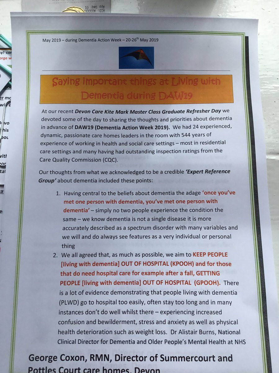 CoxonGeorge's tweet photo. Great work Grace.  Reflecting one of my most important beliefs about #DEMENTIA   We know #PLWD can be at risk of avoidable hospital admission, can stay too long &amp; often don’t do well whilst there  #KPOOH #GPOOH #DAW2019 @awad_gina @WendyPMitchell @tonyhusband1 @trainingcarers https://t.co/HdcukR6x8g