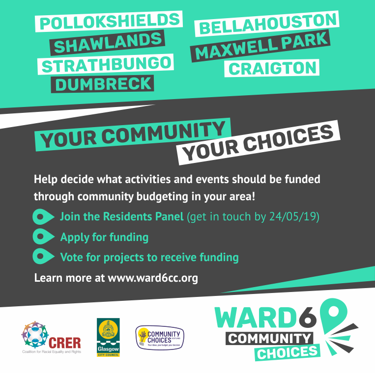 Ward6CC's tweet photo. Just a few days left to sign up for the Ward 6 Residents Panel! If you're in Pollokshields, Strathbungo, Shawlands, Craigton, Dumbreck or a neighbouring area, this is your chance to decide how the community budget should be spent. https://t.co/53Cqk1KbUu https://t.co/4V2wy8xjHl