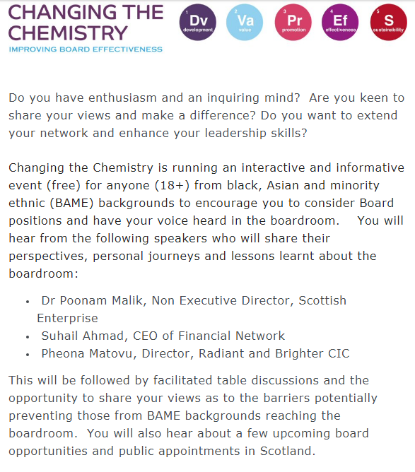 StevensonLaw's tweet photo. .@changingthechem are delighted to be working with the wonderful  @poons21 @SuhailAhmad &amp; @MatovuPheona to host an evening for those from a BAME background curious about how their talents may help a company, public sector, or charity Board perform better. https://t.co/4lDzX0coLx https://t.co/sMIvYaocVt