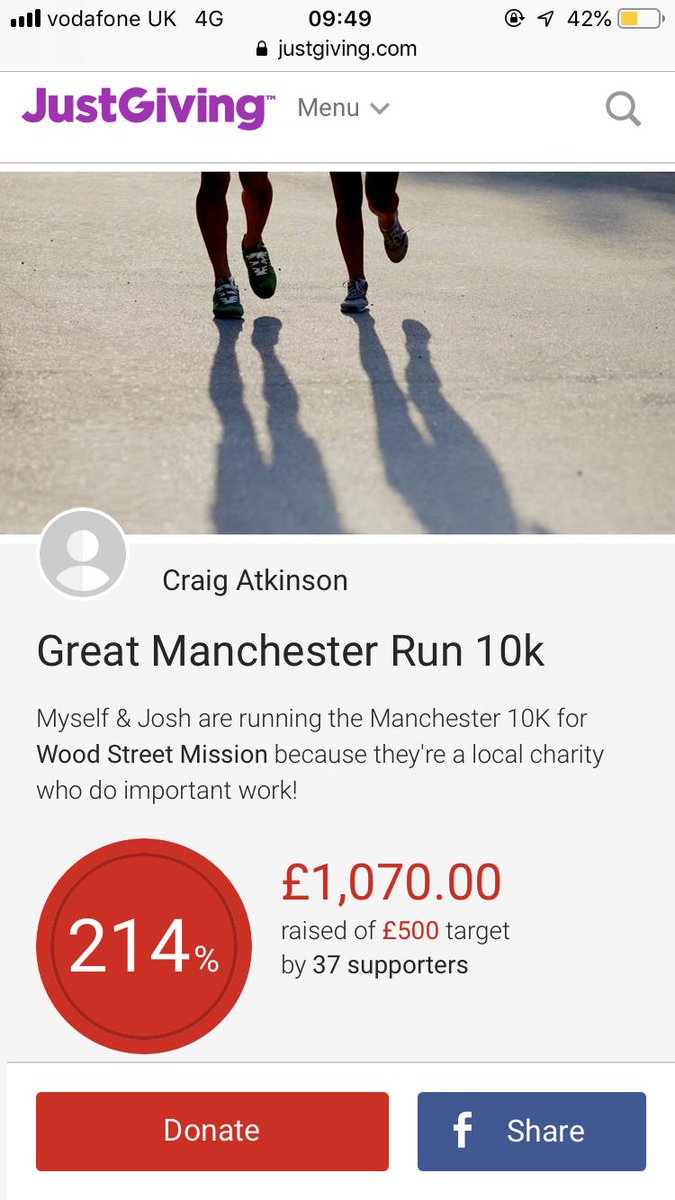 WmbInstLtd's tweet photo. What a great day it was yesterday for the #GreatManchesterRun congratulations to everyone who ran! We managed to raise over £1,000.00 for @WoodSt_Mission Thank you to all who donated 🙏🏃‍♂️ https://t.co/HembUQxaJU