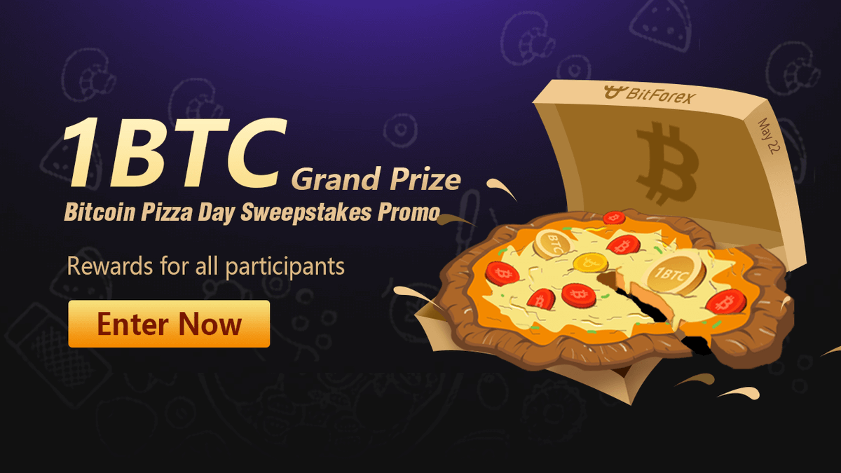 bitforexcom's tweet photo. We've got a special Bitcoin Pizza Day Sweepstakes Promo happening all week long. There's a prize for every participant! https://t.co/FRKBz3KueW https://t.co/P7vQ91wCrJ