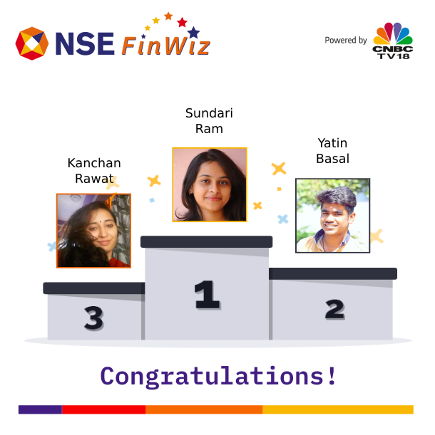 NSEFinWiz's tweet photo. CONGRATULATIONS to Sundari Ram, Yatin Bansal &amp; Kanchan Rawat, the winners for the contest held on our social media page.

Next #Contest coming soon. Stay Tuned!

Winners are requested to send a direct message on the page for prize details

@NSEIndia #winners https://t.co/EmubqStYXT