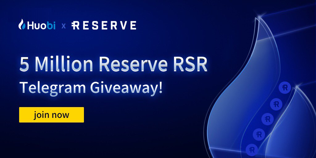 HTX_Global's tweet image. Didn&apos;t qualify for #HuobiPrime this time? Still want some Reserve $RSR? Join our Huobi Prime + Reserve competition on Telegram. You can win up to 1000 RSR. 

Join now: t.me/HuobiGlobalBou…

#reserveprotocol  #ItsPrimeTime #PrimeDay