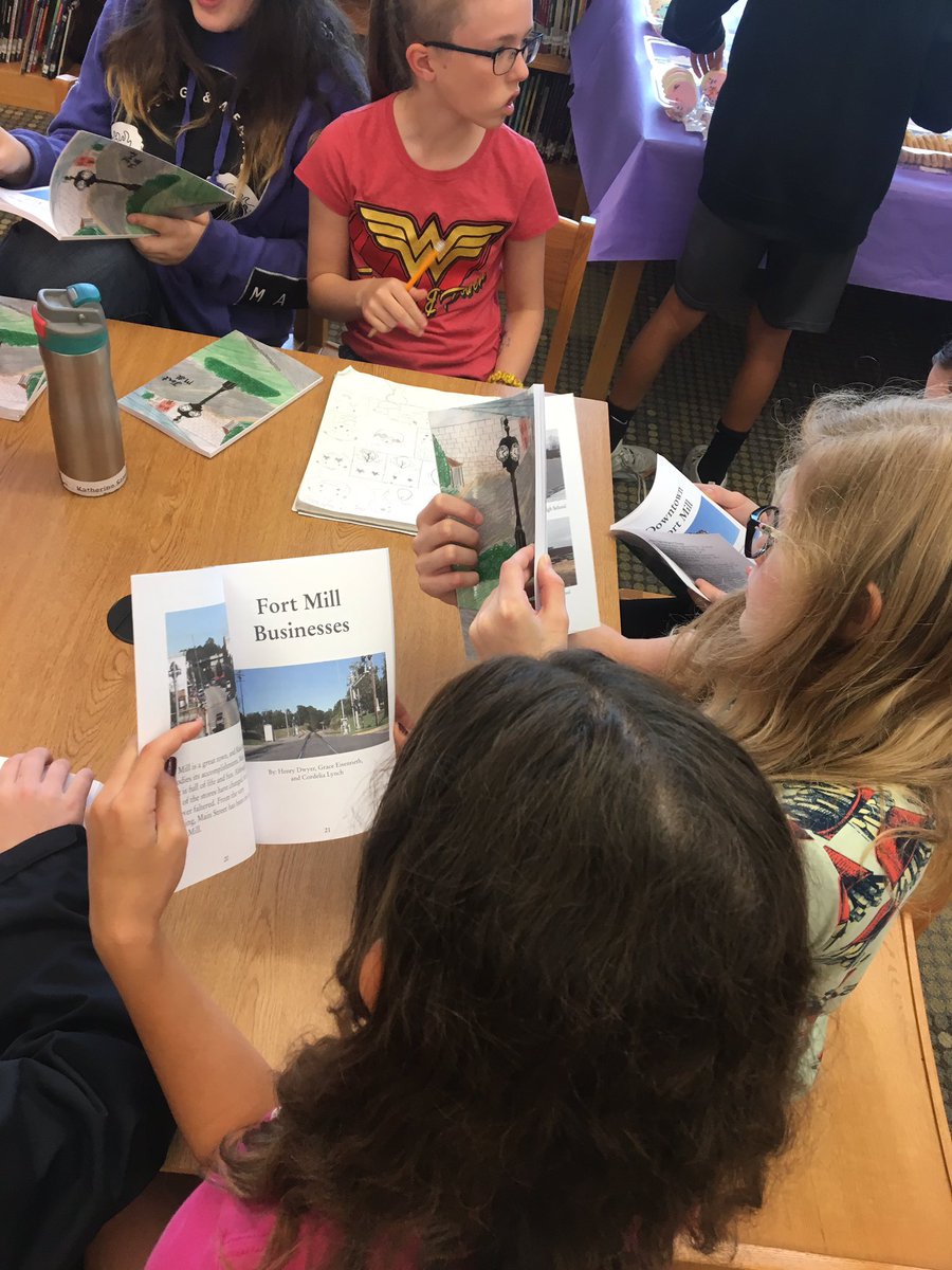 davislovesbooks's tweet photo. 6th grade students in @LoriBlasingame class published a book about Fort Mill. It is wonderful! Contact me if you or your business is interested in purchasing a copy. Release party was Friday! @FortMillSD @btmstimberwolf https://t.co/1S3SLfi6yV
