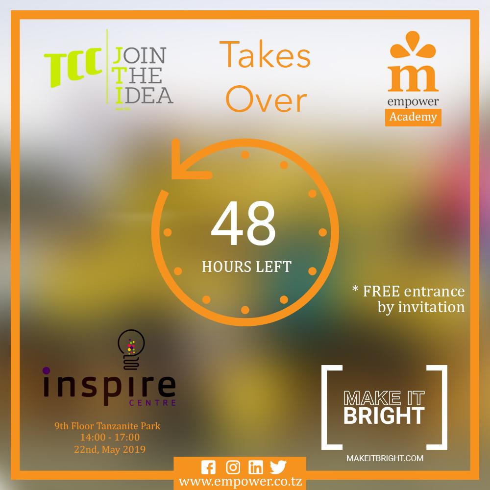 Are you a young professional with less than 2 years of experience? Still searching for your golden ticket? 

You still have 48 hours

Register to attend using this link bit.ly/TCCTakesOverEm… 

#MakeitBright #JoinTheIdea #JoinTccTz #EmpowerAcademy #TeamEmpower #TheTakeover