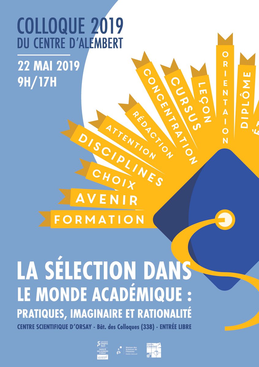 CentredAlembert's tweet photo. Mercredi 22 mai, hâte de discuter de la #sélection à L'#université et dans NOTRE université @UnivParisSaclay @u_psud 
 @CentredAlembert @MshParisSaclay https://t.co/MB58o32xte
