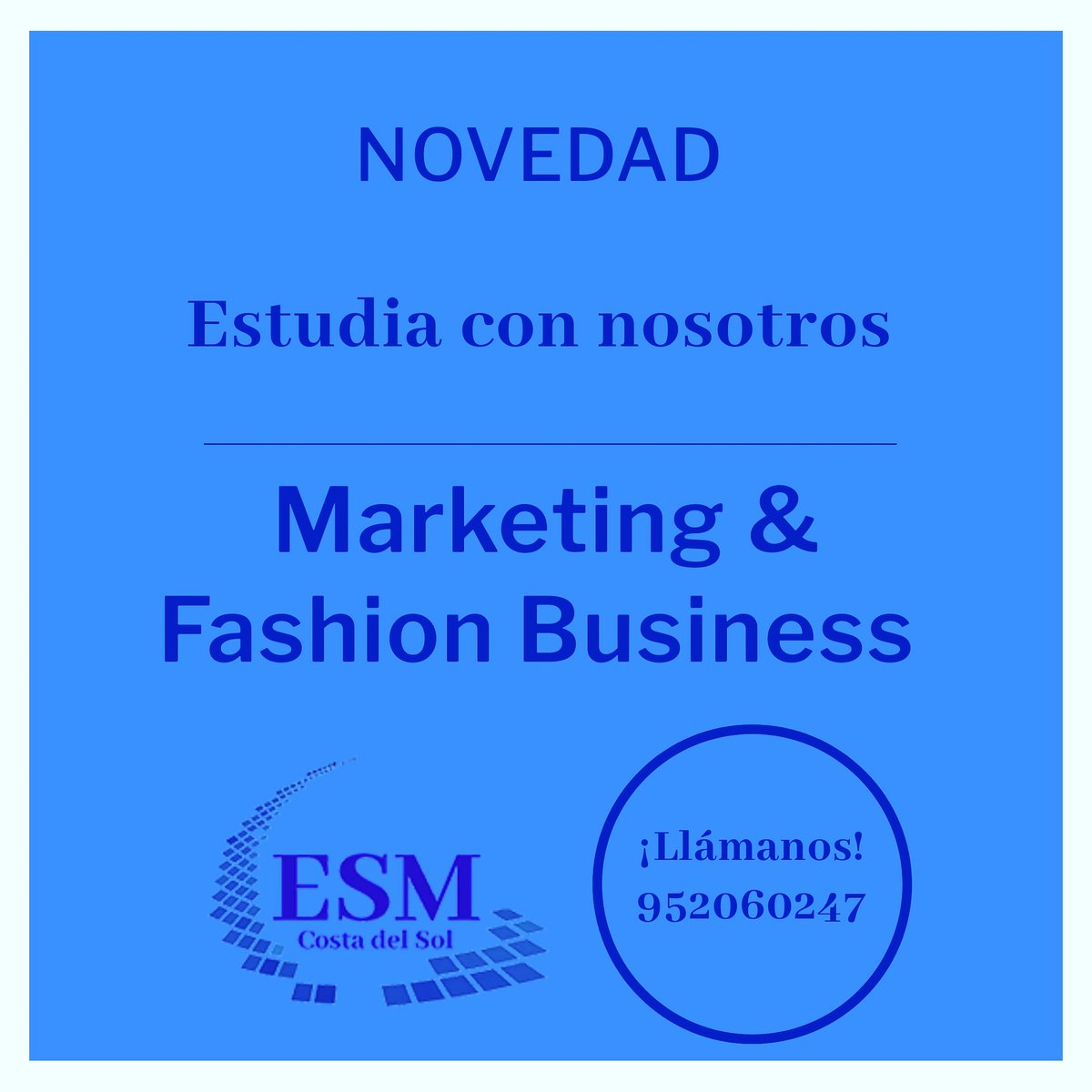 ESTCSMalaga's tweet photo. Empezamos la semana con novedades. Estudia con nosotros Marketing &Fashion Business. ✂️🧥Llámanos y te informamos ¡Sé el primero en enterarte!
.
.
#moda #fashion #estcs #esmcs #marketing #ciclomarketing https://t.co/Hg7WKcyj8m
