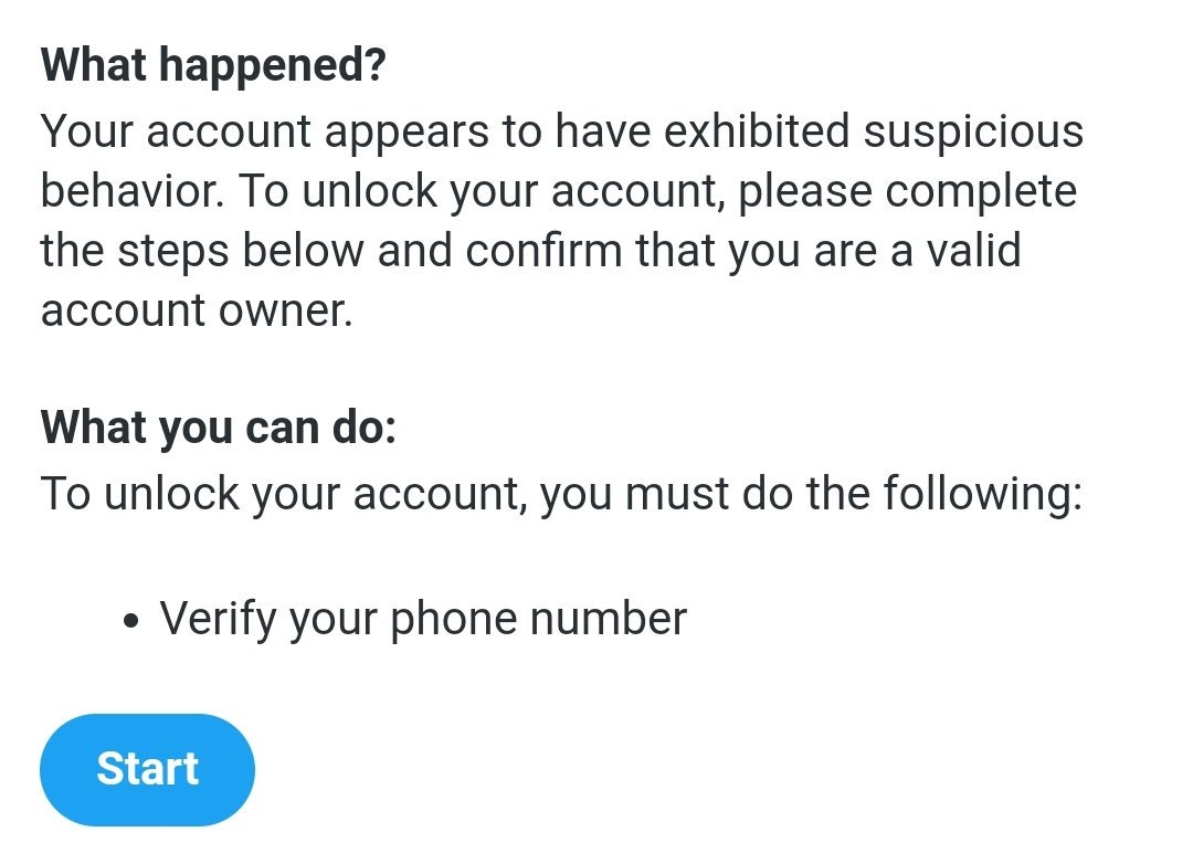//Goodness me, I am old enough to be part of the furnature on twitter but lately it's been locking me out of all my rp accounts for "suspicious behaviour."

Does anyone have any tips on how to stop this? All I am doing is using the official app to go between my accounts.