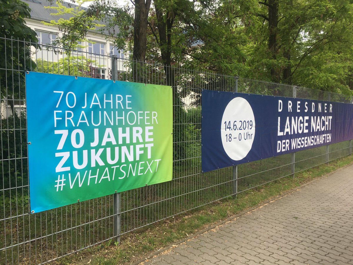 FraunhoferFEP's tweet photo. Am 14. Juni 2019 wieder bei uns: Die @LangeNacht_DD am #Fraunhofer Campus auf der Winterbergstraße! Wir zeigen u.a. "Nachhaltige #Verpackung – was wir gegen die #Müllflut tun" oder "Vom #Silizium zum #Mikrodisplay" #noch25Tage #lndw19 #LNdWDD https://t.co/IIX2fdTRXO