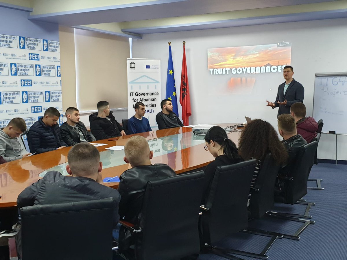 itg4au's tweet photo. Seminars with #masterstudents at the European University of Tirana by @vstantch #itgovernance #europeanproject #Albania 👌👏👏 https://t.co/MDuD8PGjtl