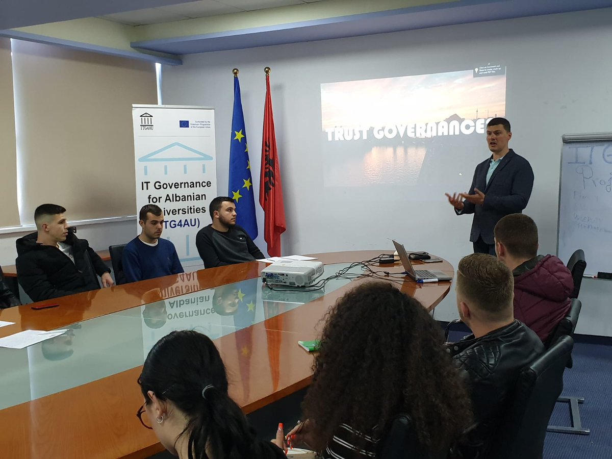 itg4au's tweet photo. Seminars with #masterstudents at the European University of Tirana by @vstantch #itgovernance #europeanproject #Albania 👌👏👏 https://t.co/MDuD8PGjtl