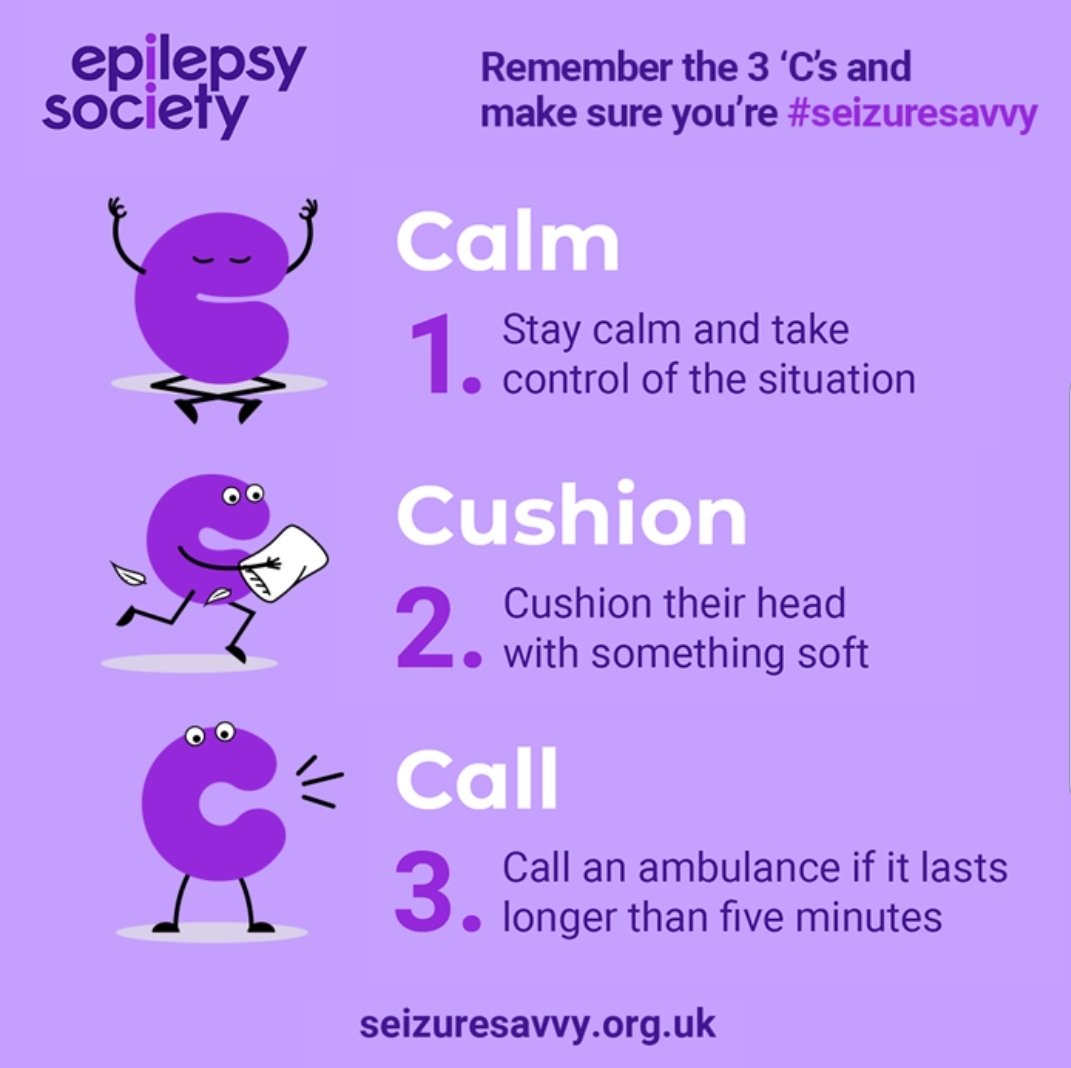 Be #seizuresavvy & remember the 3 C's this #NationalEpilepsyWeek 💜 #epilepsy #epilepsyawareness