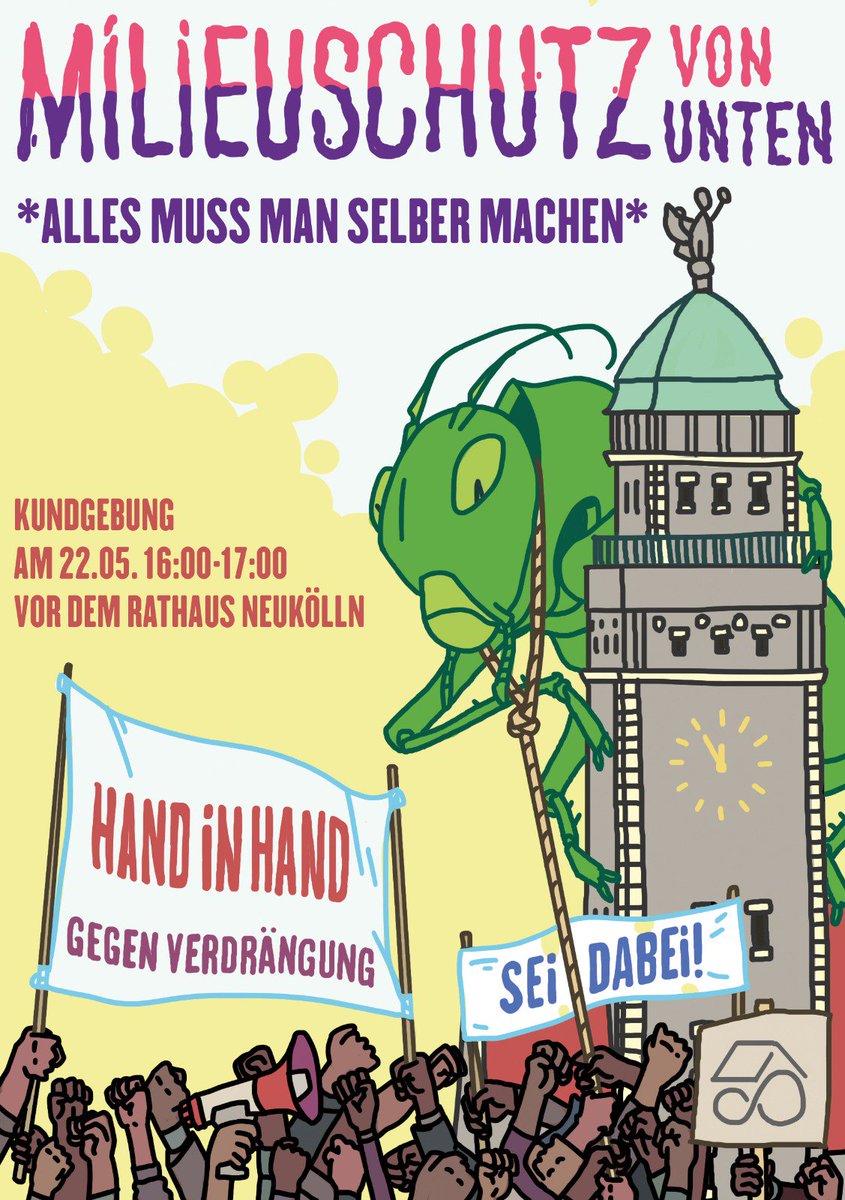 Schoeneweider20's tweet photo. Am Mittwoch ist es soweit, unsere nächste Aktion findet um 16:00 Uhr vor dem Rathaus Neukölln statt. Bevor wir der BVV um 17 Uhr zwei Einwohneranliegen vorbringen, werden wir eine Kundgebung zum Thema Milieuschutz und Verdrängung veranstalten. Seid dabei! https://t.co/xd5KezGPwE https://t.co/JXtUgKfQjq