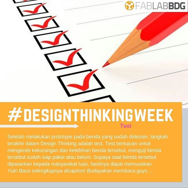 fablabbdg's tweet photo. Halo lagi guys…. Gimana nih kabar kalian?? Baik-baik aja kan. Oke. Sekarang kita mau jelasin nih ke kalian tahapan terakhir dari Design Thinking. Ya, tahapan terakhir dari Design Thinking adalah Test.
.
Sebelumnya apa itu test??
.
Test adalah penguji… https://t.co/bHbJbfJt1K https://t.co/MYWpkfBRGM