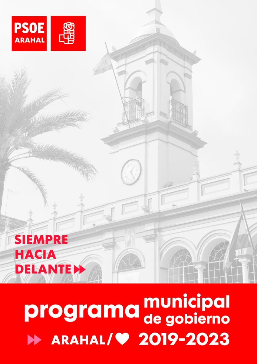 Ya puedes consultar y descargarte en nuestra web psoearahal.com
nuestro Programa Municipal de Gobierno 2019 - 2023.
#SiempreHaciaDelante #PSOEArahal #Arahaltenecesita #VotaPSOE