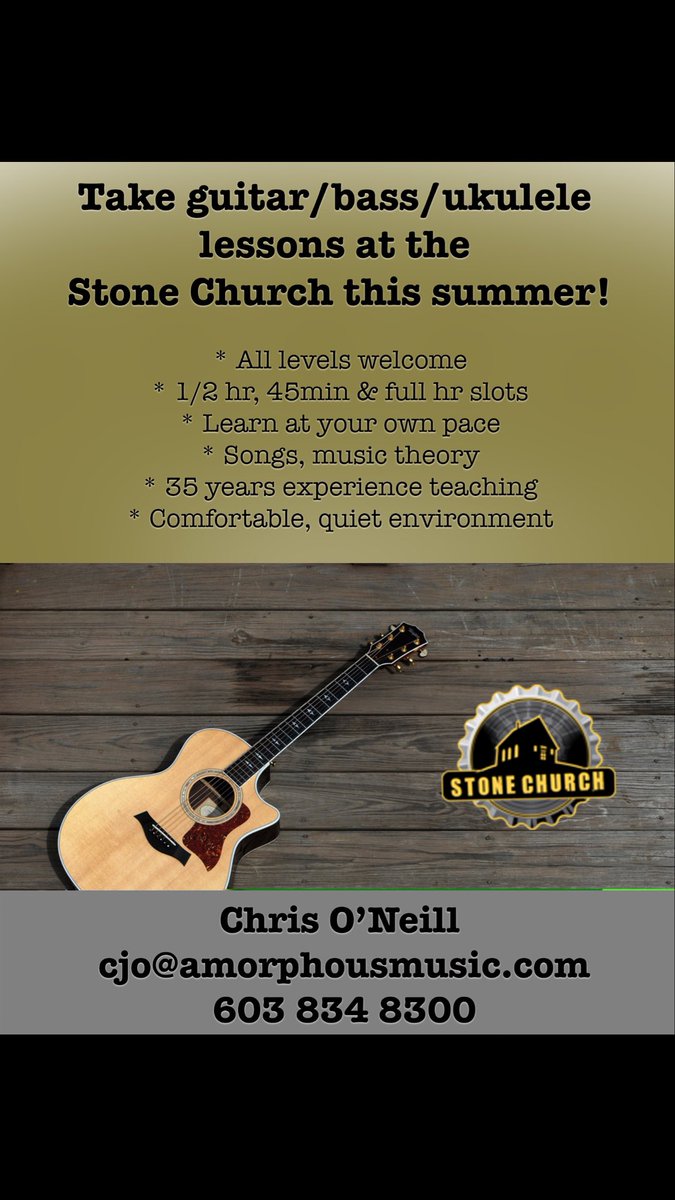 The Stone Church Music Club is wicked proud to be hosting music lesson by local Master Chris O’Neill.  What fun!