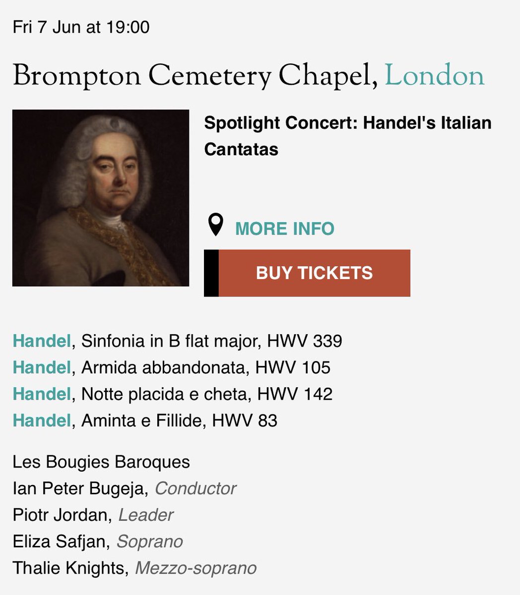 Our 7/6/19 #Handel #ItalianCantatas #concert at @theroyalparks’s #BromptonCemetery w/@FOBCOfficial,@elizasafjan,@Thalie_Knights & @IanPeterB feat.on @bachtrack:bachtrack.com/concert-listin…

#baroquemusic #classicalmusic #periodinstruments #soprano #mezzosoprano #opera #history #london