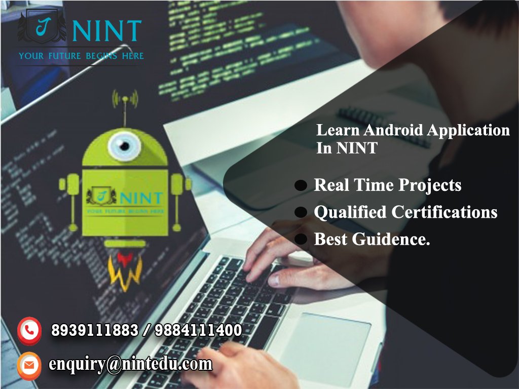 nint_ims's tweet image. Learn Android & Kotlin programming languages in NINT
Real time projects, Qualified Certifications, Best Guidance.
#android #androidprojects #androidprogramming #programminglanguage #kotlin
#bestsoftwaretraining #software-testing #php #mysql #java #j2ee #advancejava #oracle