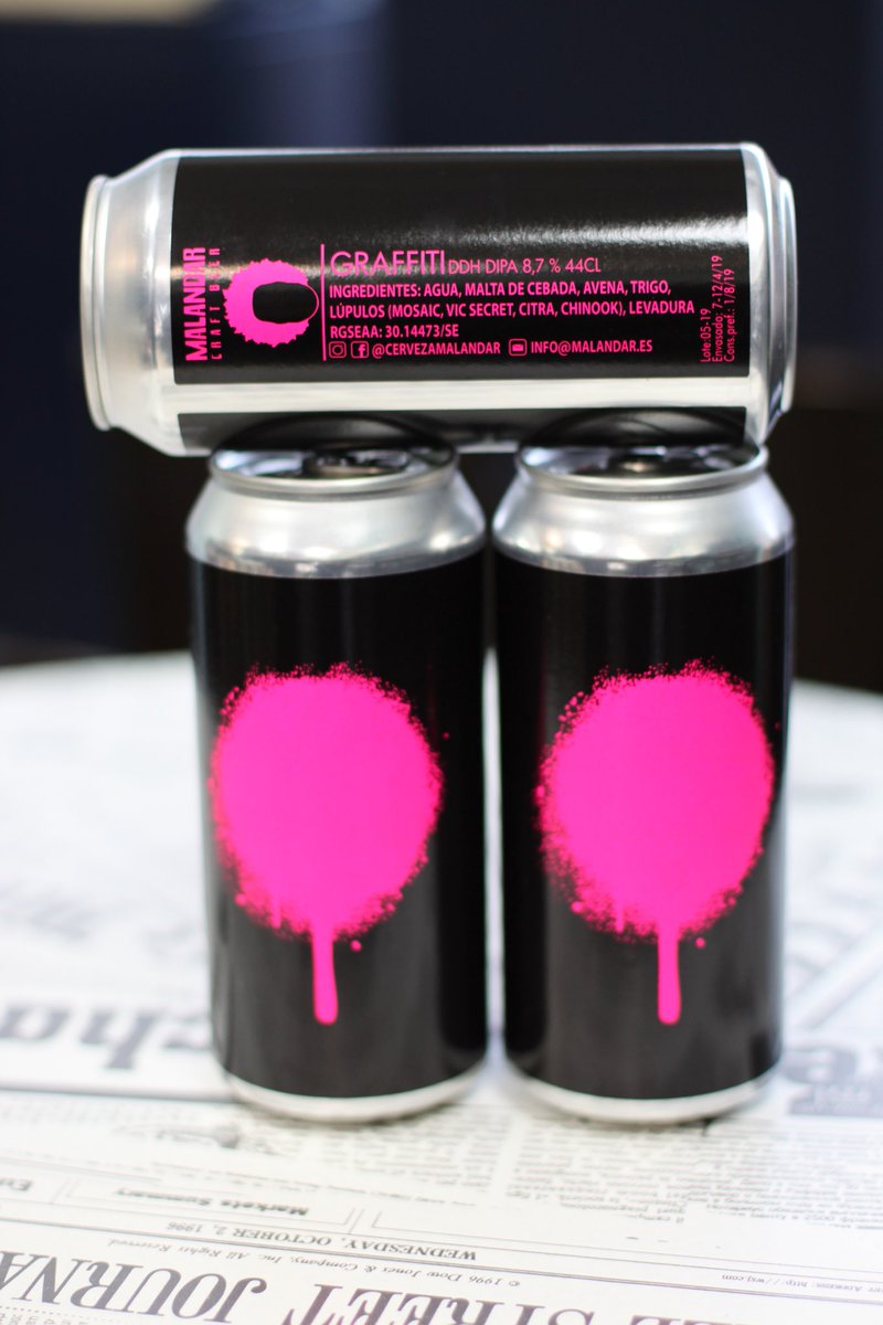 picnikcheese's tweet image. Nueva carga de #Malandar te espera en #Picnik:
#GRAFFITI #DDH #DIPA 8,7% con Mosaic, Vic Secret, Citra y Chinook, levadura Vermont..tirando al estilo #Neipa, muy sedosa, peligrosa. 🤪 
Aroma y sabores intensos tirando al mango, melocotón... para empezar bien la semana! 🧀🍺💛