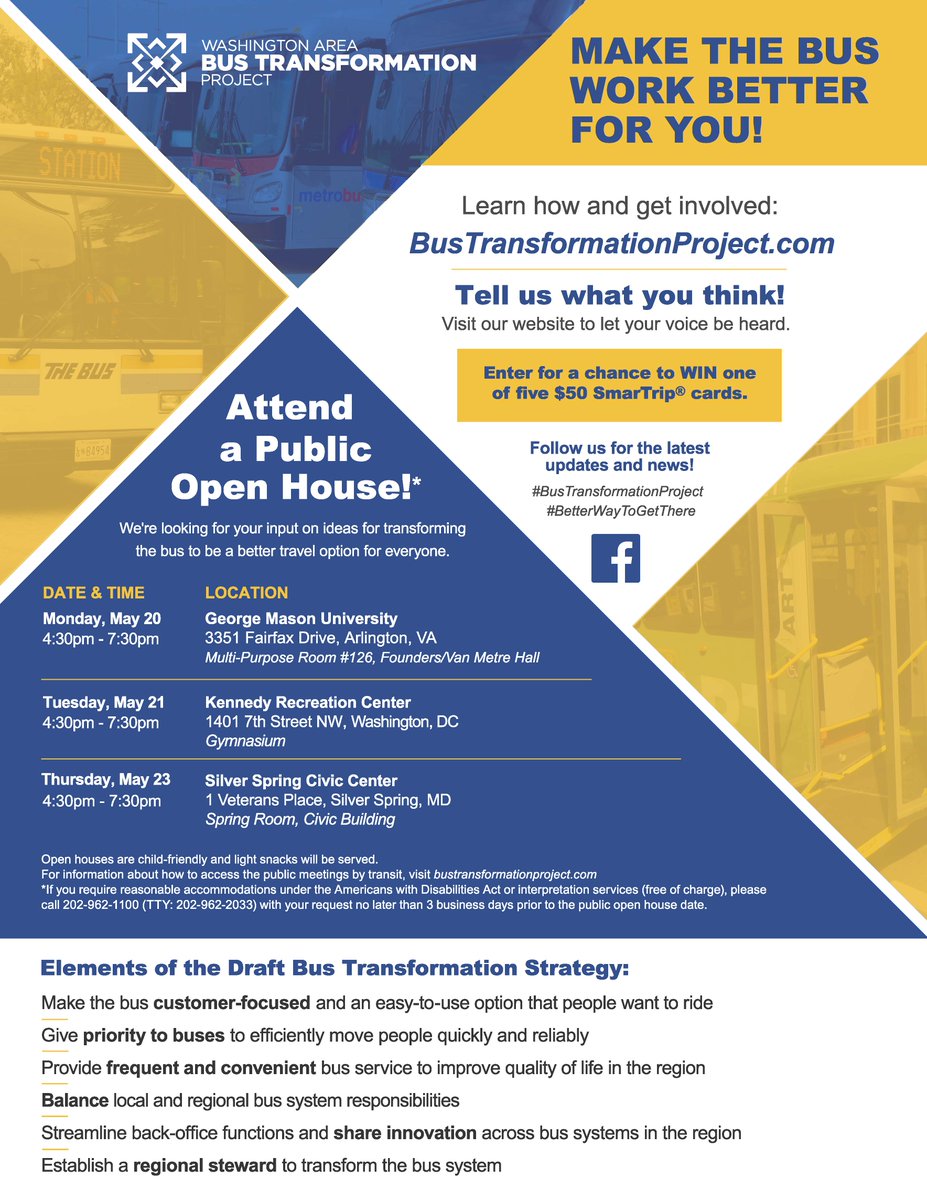 DDOTDC's tweet photo. TOMORROW! Make the bus work better for you! Attend our SECOND public open house at Kennedy Recreation Center from 4:30-7:30PM. Check out the #BusTransformationProject draft strategy and give feedback before it’s finalized. Learn more:  https://t.co/EgBQHYmufi #BetterWayToGetThere https://t.co/eJQorz95sn