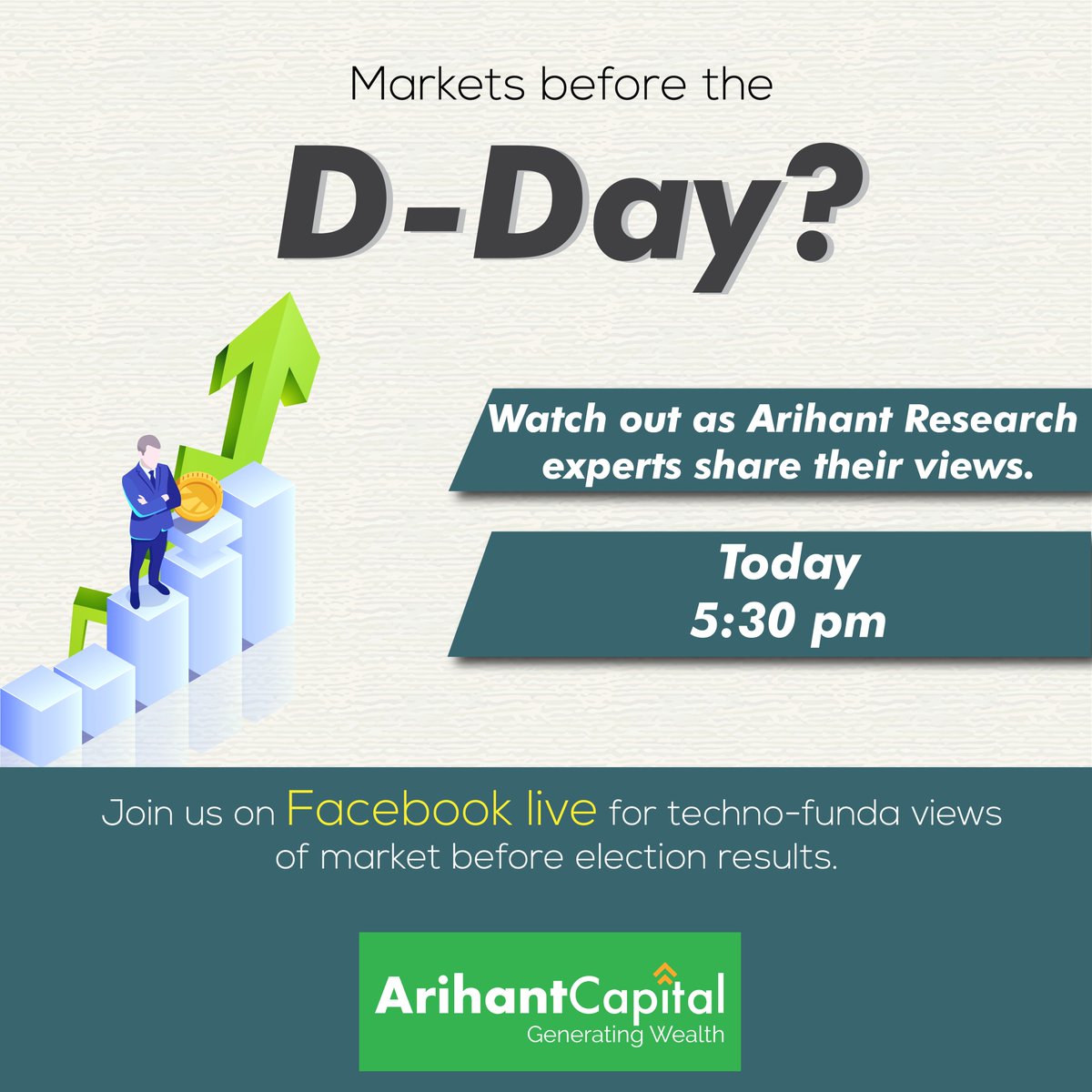 ArihantPlus's tweet photo. Want to know what should be your trading strategy before D-Day.
#Election2019 #Result #D_Day #exitpolls
#ArihantCapital #Investing #Investors #Equities #Commodities
#ArihantCapitalMarkets
#IPO #ArihantCapitalMarketing #GeneratingWealth
https://t.co/EEmeyRCkXi https://t.co/SeaBBHy2TK