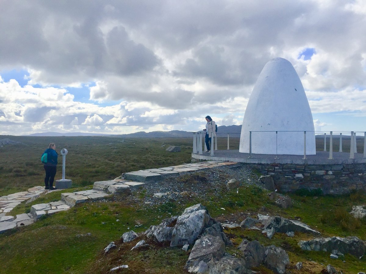 BrendaKingFI's tweet photo. ‘Yesterday, we were in #America’ Austrian journalists Sabine Salzmann & Daniela Grössing pause to read this epic quote by John Alcock& Arthur Whitten Brown at #Derrigimlagh the site where their plane landed in June 1919 #FirstTransatlanticflight #AlcockandBrown @Failte_Ireland ☘️ https://t.co/uUD5yjGJZP