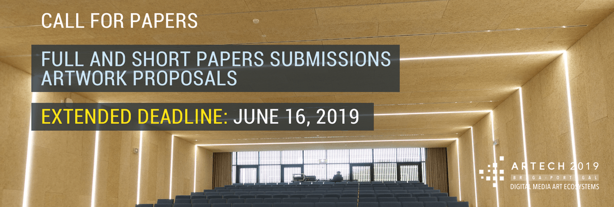 O ARTECH 2019 é uma Conferência Internacional sobre Artes Digitais e Interativas, que será acolhida em Braga, no mês de Outubro. Autores são convidados a submeter artigos de áreas como arte digital e media art, até 16 de Junho. + info aqui 👇
bit.do/eSRBk