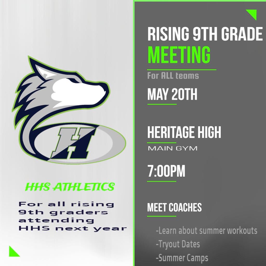 Coach Kennedy, AD (@husky_athletics) on Twitter photo Our coaches are looking forward to meeting our new student-athletes tonight.
<a href="/HHS_Huskies/">Heritage High School</a> <a href="/Husky_Sports/">Heritage HS Sports</a> <a href="/GoHuskySoccer/">Heritage Soccer</a> <a href="/HHuskyBoosters/">HHuskyBoosters</a> <a href="/husky_softball/">Husky Softball</a> <a href="/HHSHuskiesbb/">Heritage HS Baseball</a> <a href="/HHS_WLAX/">Heritage Womens Lax</a> <a href="/HeritageJVFB/">Heritage JV Football</a> <a href="/HuskyVolleyball/">Heritage Volleyball</a> Our coaches are looking forward to meeting our new student-athletes tonight.
<a href="/HHS_Huskies/">Heritage High School</a> <a href="/Husky_Sports/">Heritage HS Sports</a> <a href="/GoHuskySoccer/">Heritage Soccer</a> <a href="/HHuskyBoosters/">HHuskyBoosters</a> <a href="/husky_softball/">Husky Softball</a> <a href="/HHSHuskiesbb/">Heritage HS Baseball</a> <a href="/HHS_WLAX/">Heritage Womens Lax</a> <a href="/HeritageJVFB/">Heritage JV Football</a> <a href="/HuskyVolleyball/">Heritage Volleyball</a>