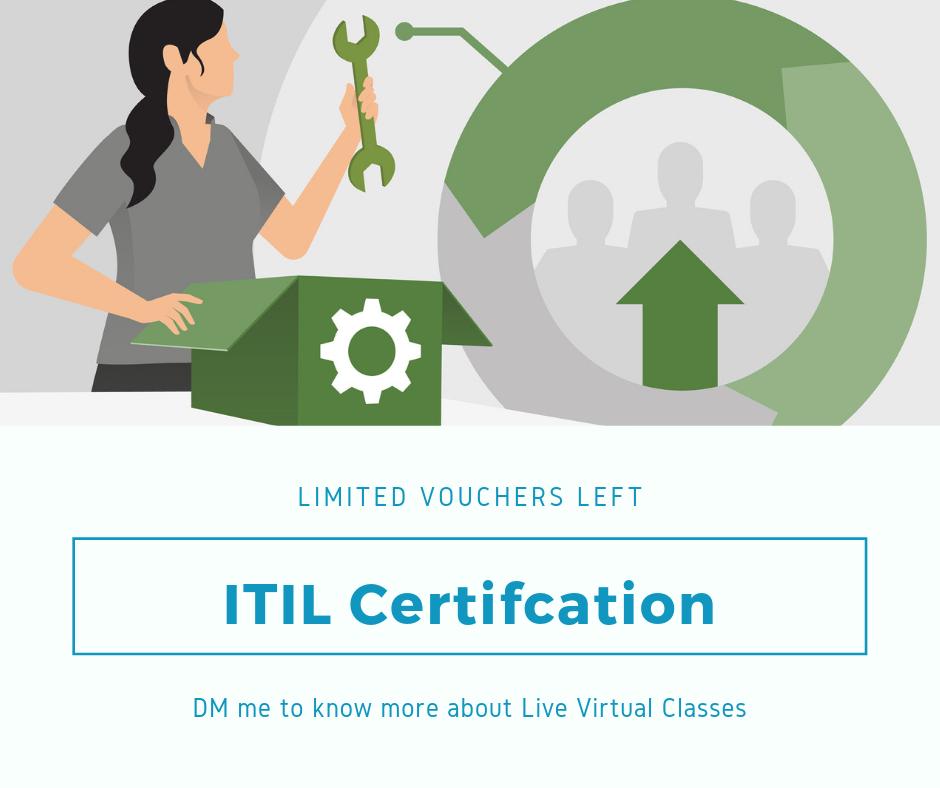 SoniaVictor15's tweet photo. Limited Vouchers left for ITIL certification course
Interested candidate DM for more details
#ITIL #Foundation #certified #success #discount 
Click here- https://t.co/gPFUYG9Qfd https://t.co/oDMYvhFFK9